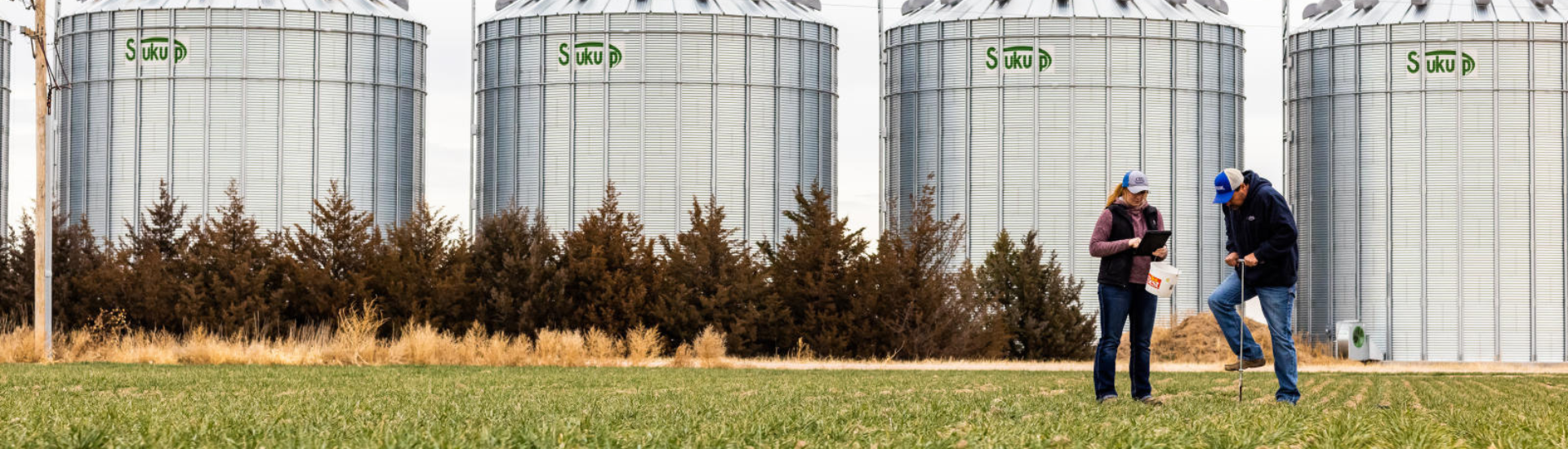 Two people in a field