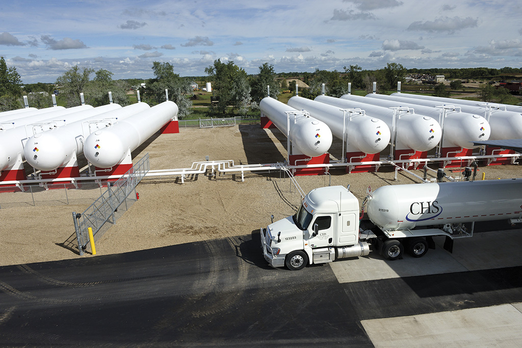 Propane truck at a filling facility
